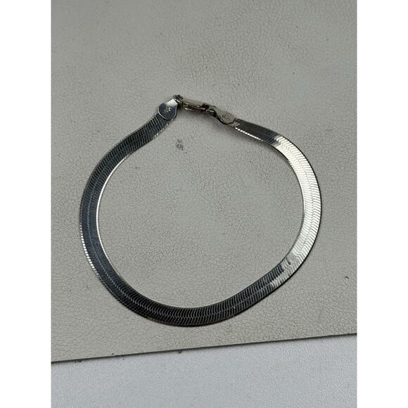 IBB Sterling Silver Bracelet Flat Snake Chain 8" Italy 1/4" Width - Picture 3 of 7
